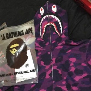 Bathing Ape First camo purple Shark hoodie